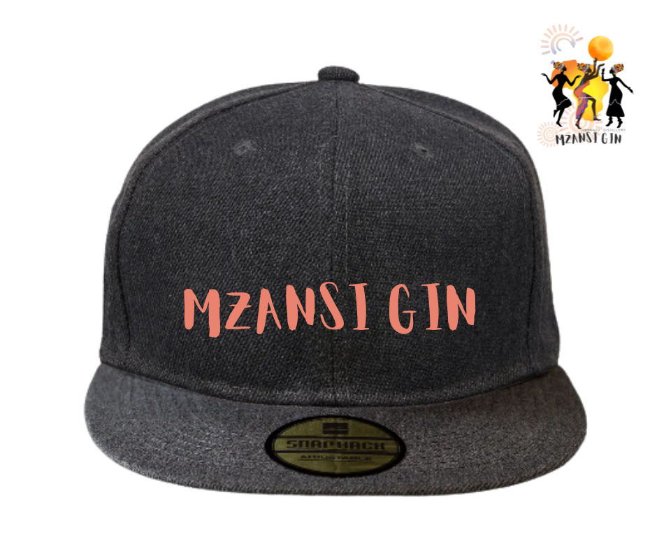 Mzansi Gin Apparel Ginfluencer Caps Front Cap Black with Orange Logo